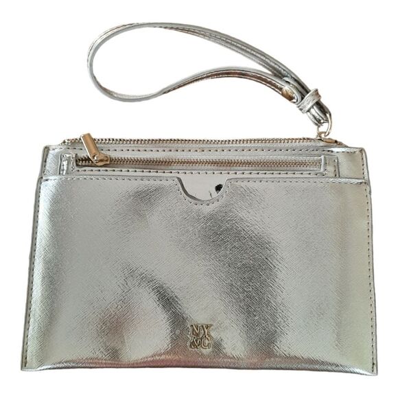 New York & Company Metallic Silver Clutch Wristlet - Picture 1 of 4